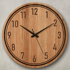 Modern Solid Wooden Wall Clock - Natural Minimalist Rustic Home Decor